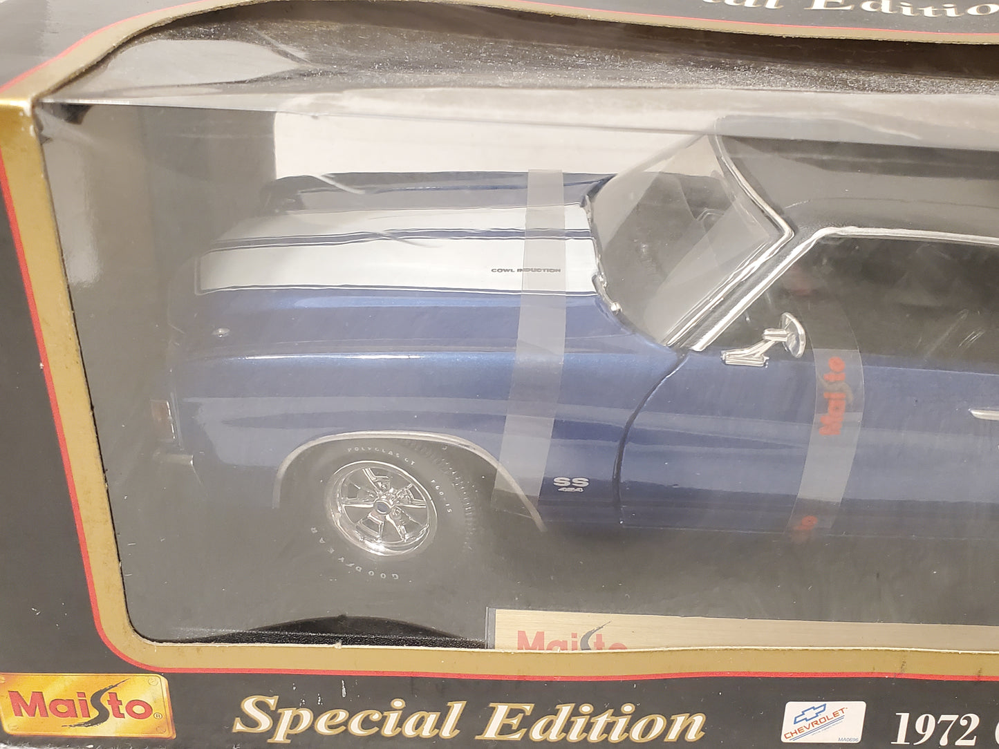 New Maisto 1972 Chevrolet Chevelle SS 454 Coupe 1:18 Scale Diecast Car Blue