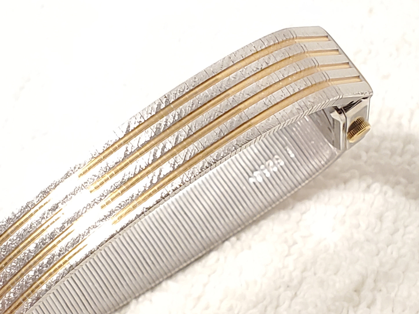 Vintage Seiko Gold Plated Women's Tank Watch Two Jewels Base Metal S Steel Chain