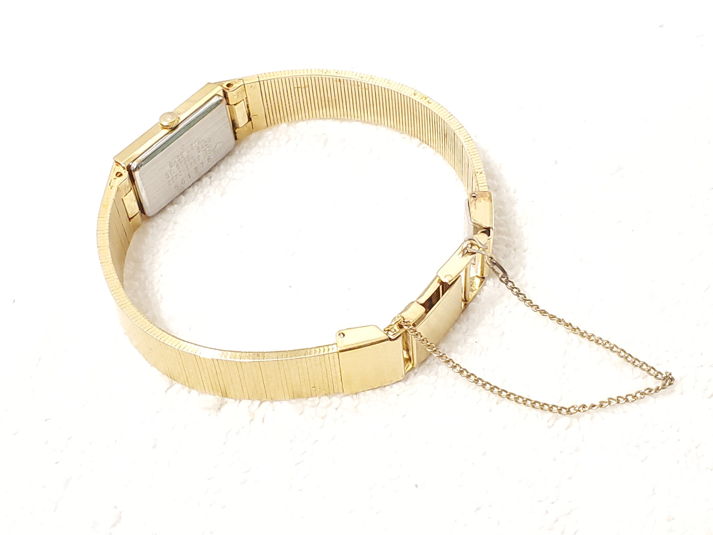 Vintage Seiko Women's Tank Watch Gold Plated Two Jewels S Steel Chain Base Metal