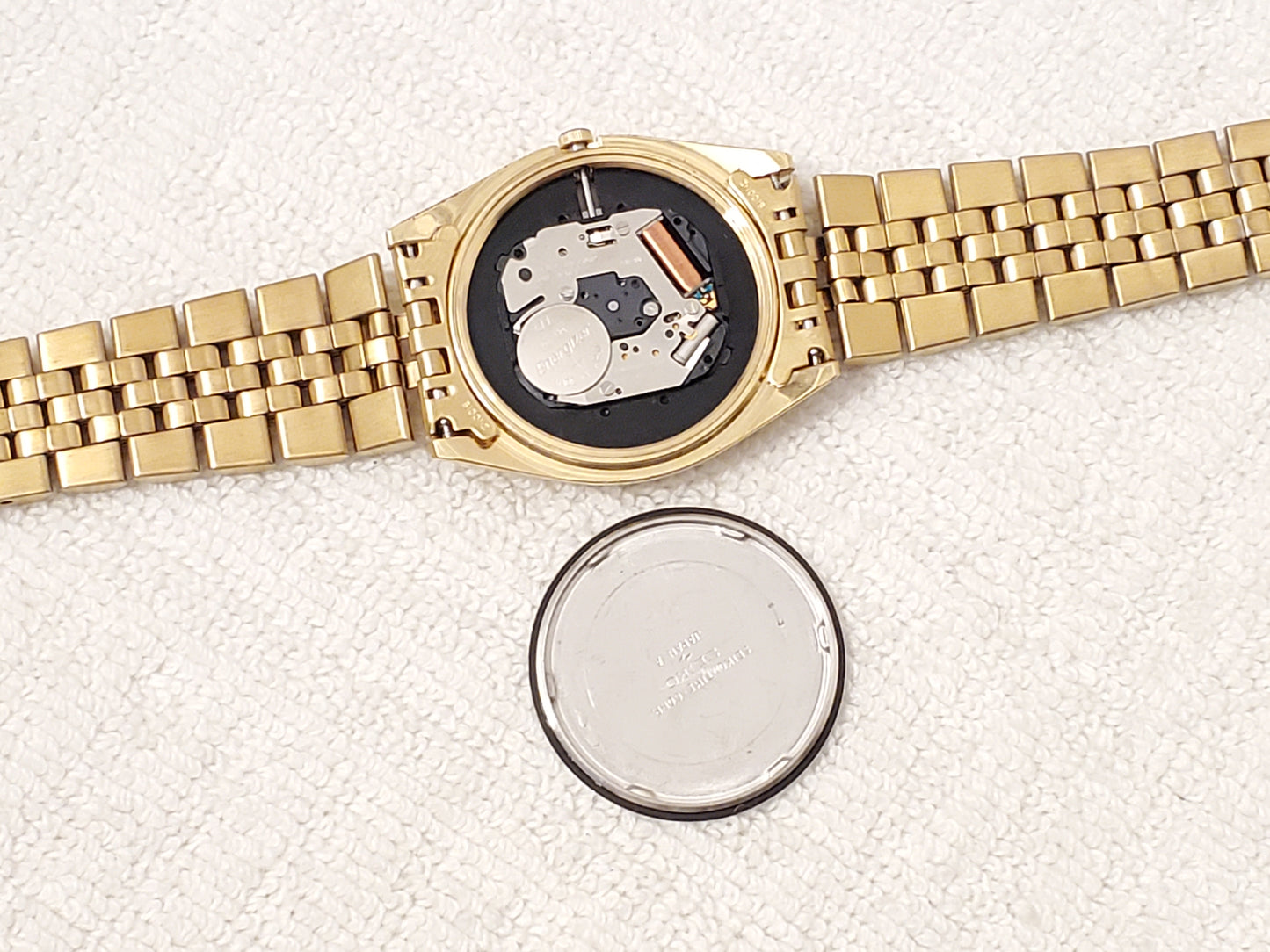 Vintage Seiko SQ Men's Gold Tone Presidential Day Date Watch Black Dial 1 Jewel