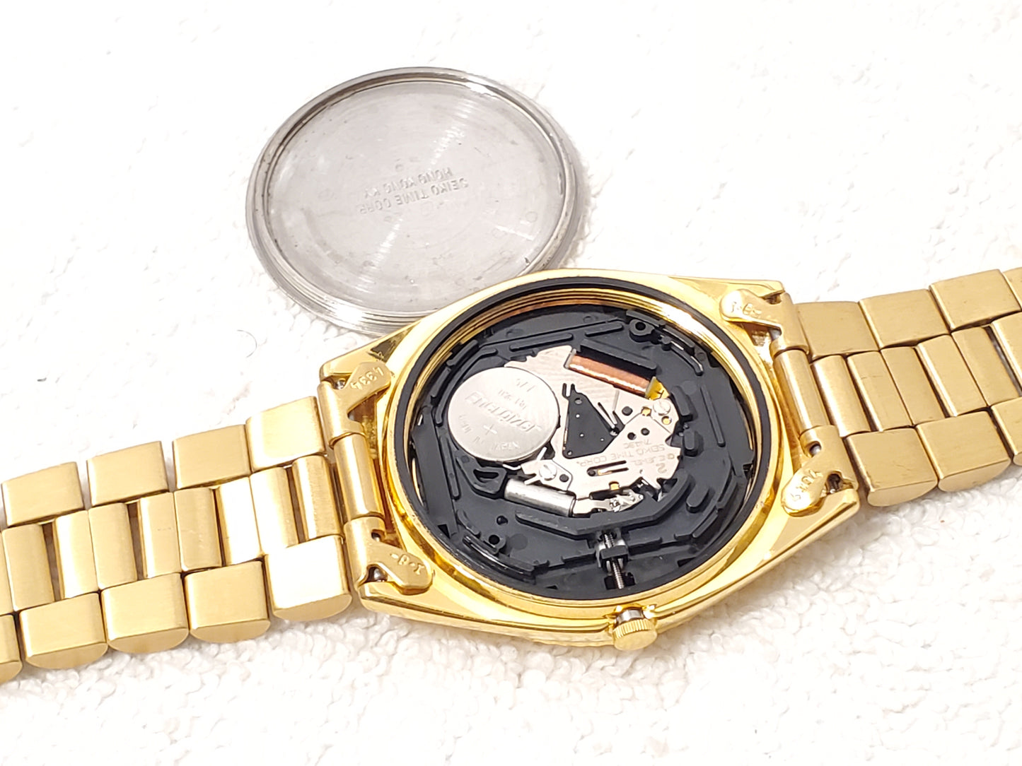 Vintage Seiko Men's Gold Tone Presidential Day Date Watch Black Dial 1 Jewel SS