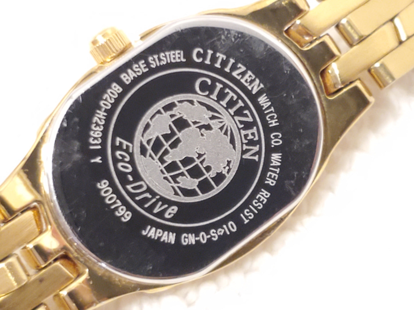 Vintage Citizen Eco Drive Women’s Gold Plated Black Dial Watch Stainless Steel