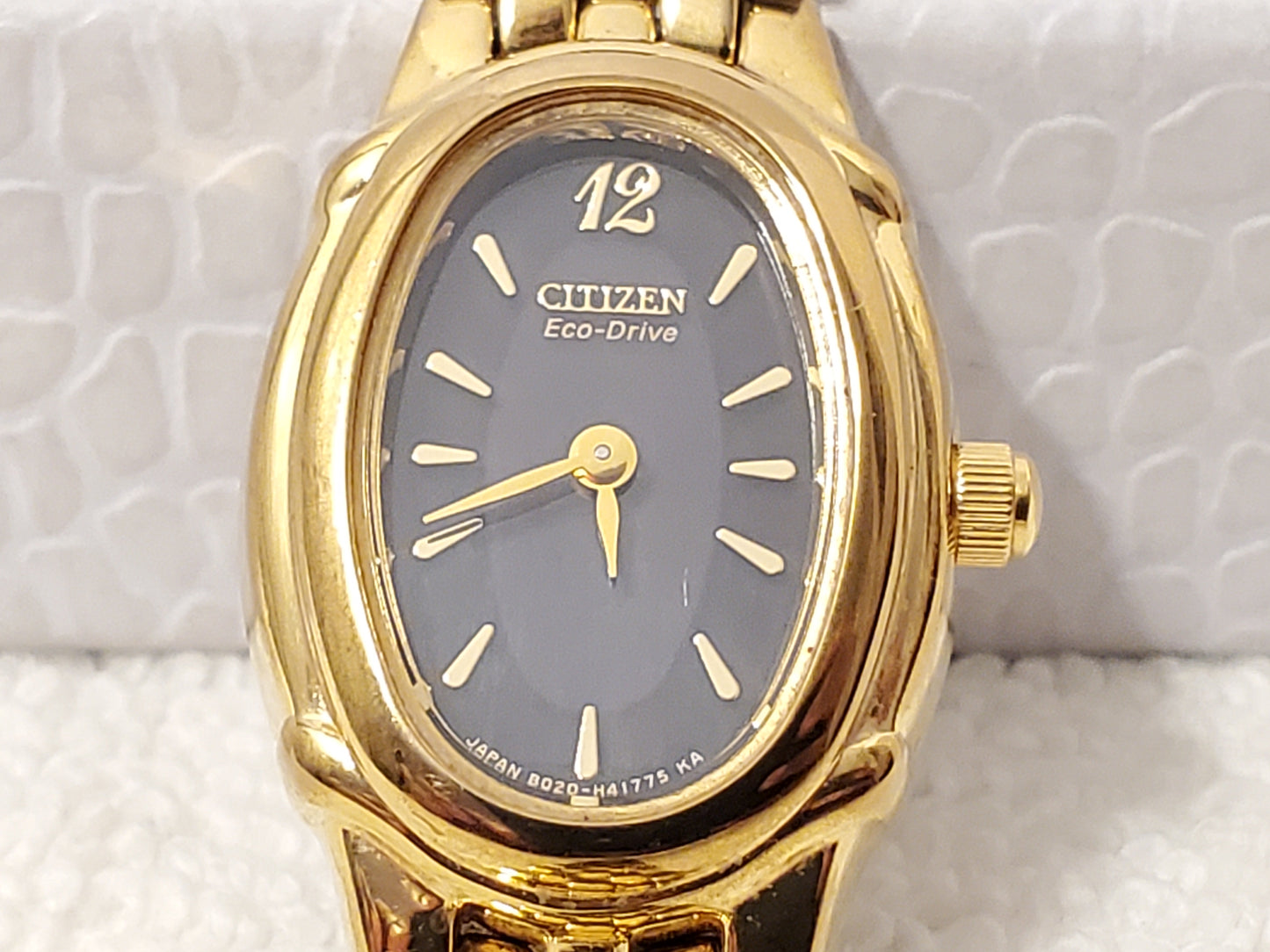 Vintage Citizen Eco Drive Women’s Gold Plated Black Dial Watch Stainless Steel