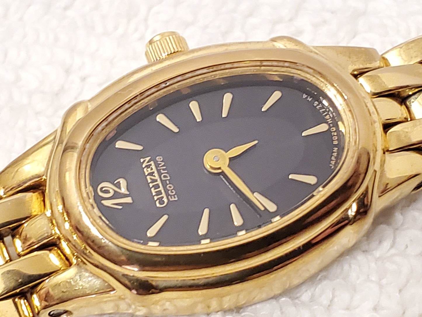 Vintage Citizen Eco Drive Women’s Gold Plated Black Dial Watch Stainless Steel