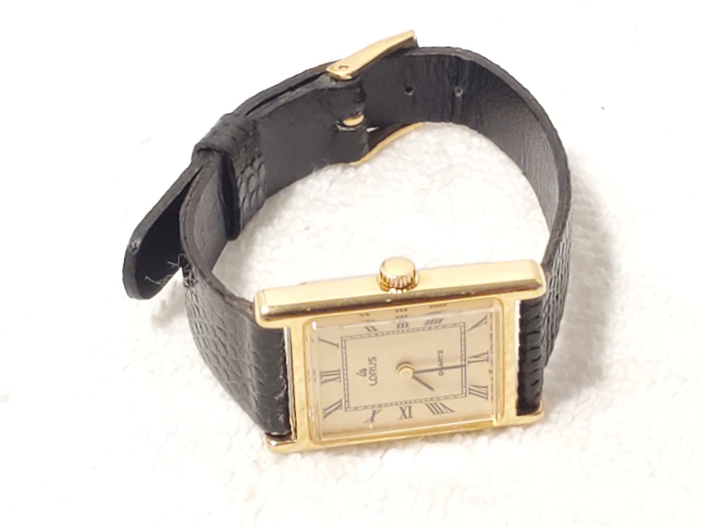 Vintage Lorus by Seiko Women's Tank Gold Tone Watch Two Jewels Roman Numerals SS