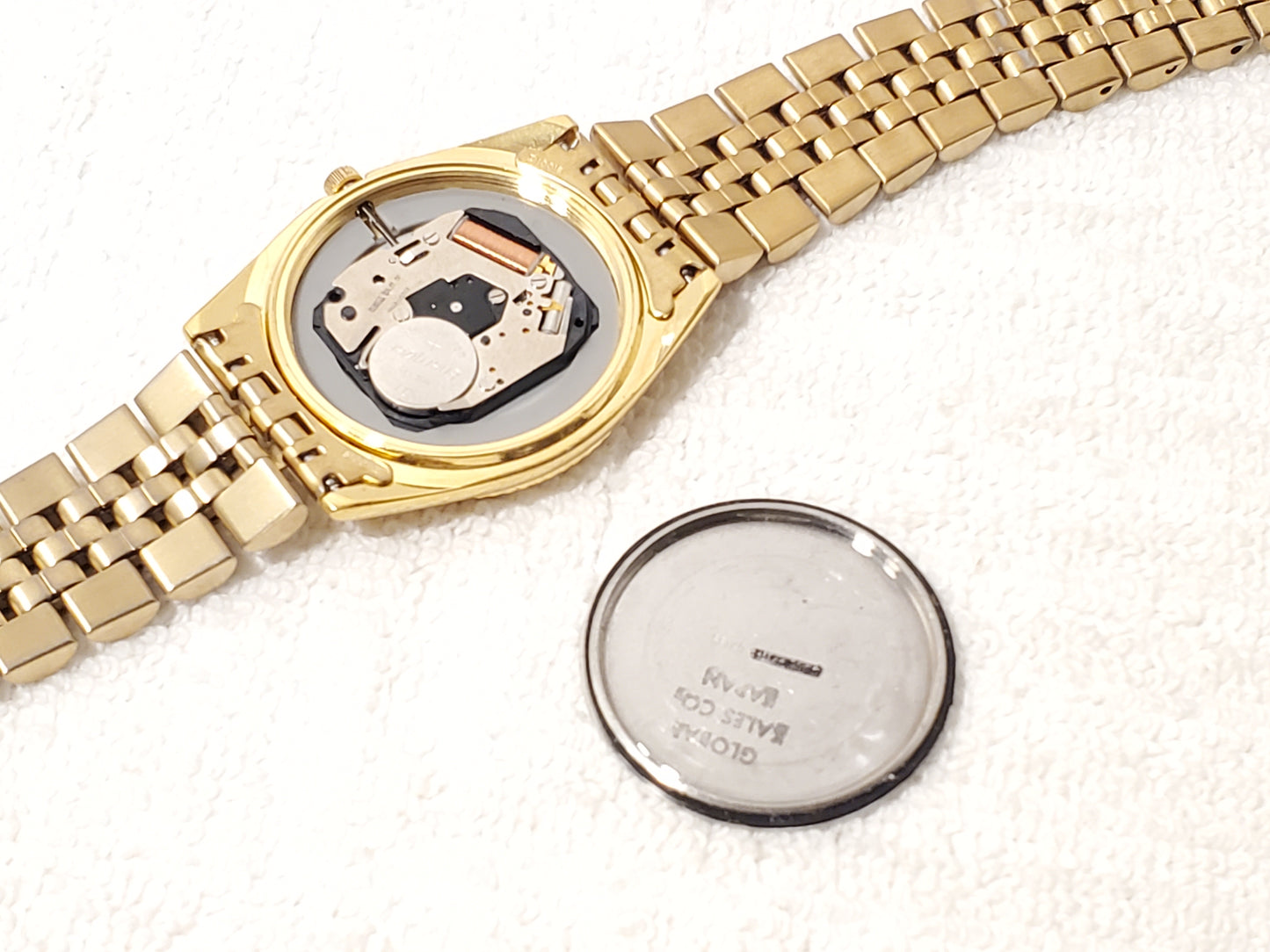 Vintage Seiko SQ Men's Presidential Day Date Gold Tone Watch One Jewel S Steel