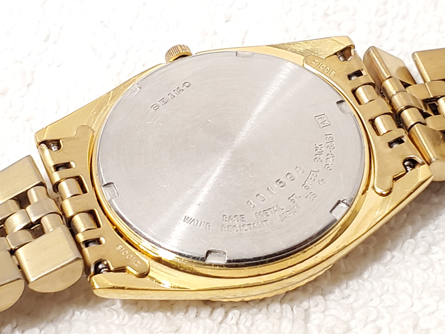 Vintage Seiko SQ Men's Presidential Day Date Gold Tone Watch One Jewel S Steel