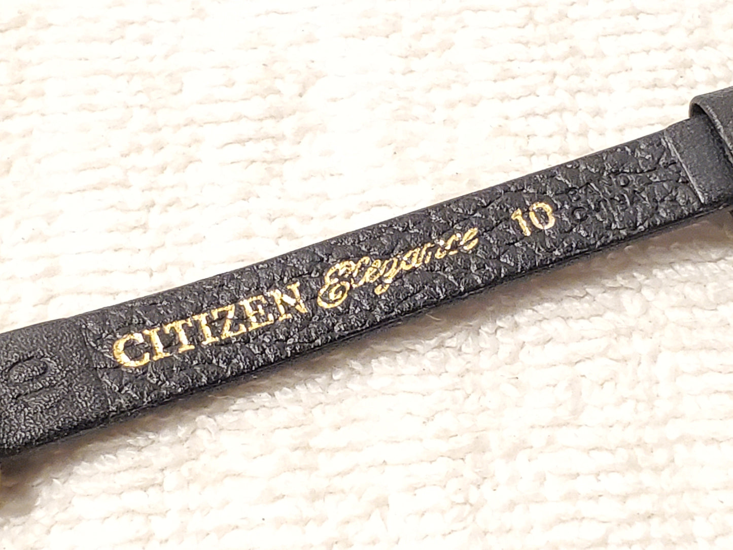 Vintage Citizen Women's Quartz Watch Gold Plated Black Dial Leather Strap Petite