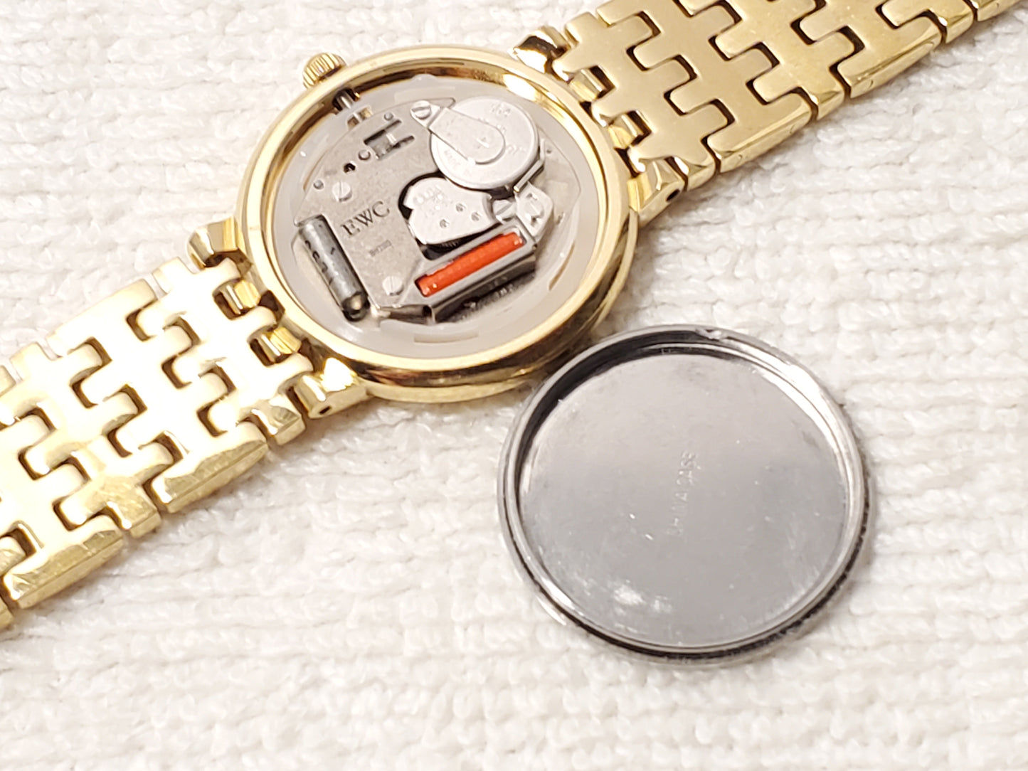Vintage ESQ Esquire Swiss Women's Gold Plated Watch Diamonds Dial One Jewel SS