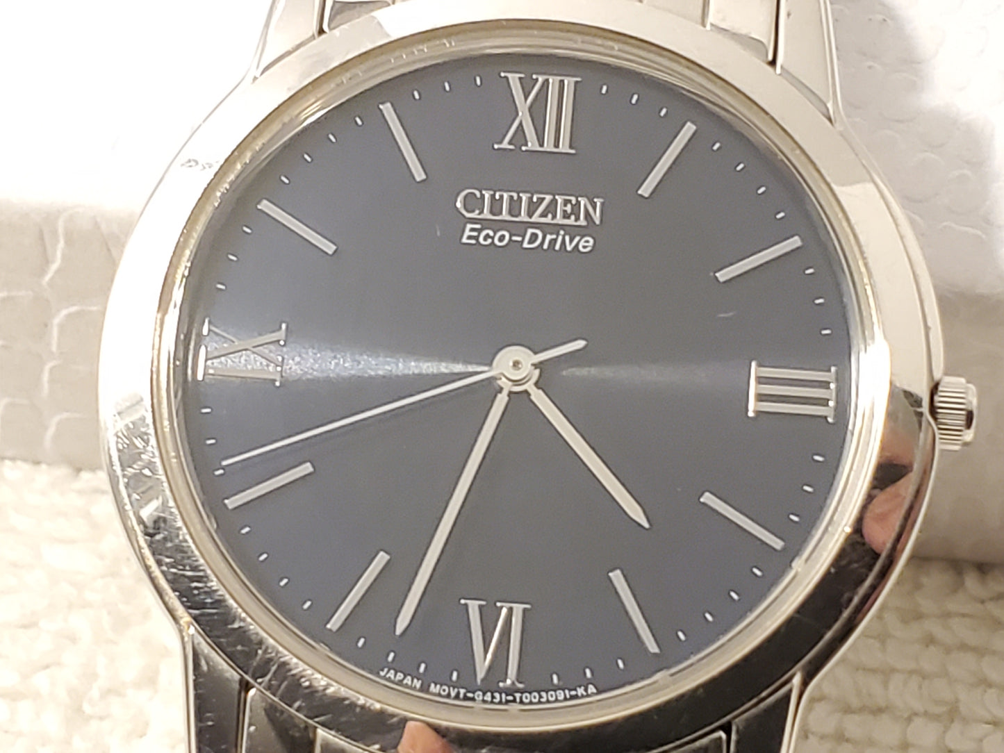 Vintage Citizen Eco Drive Stiletto Men's Watch 7 Jewels Black Dial Sapphire Crystal