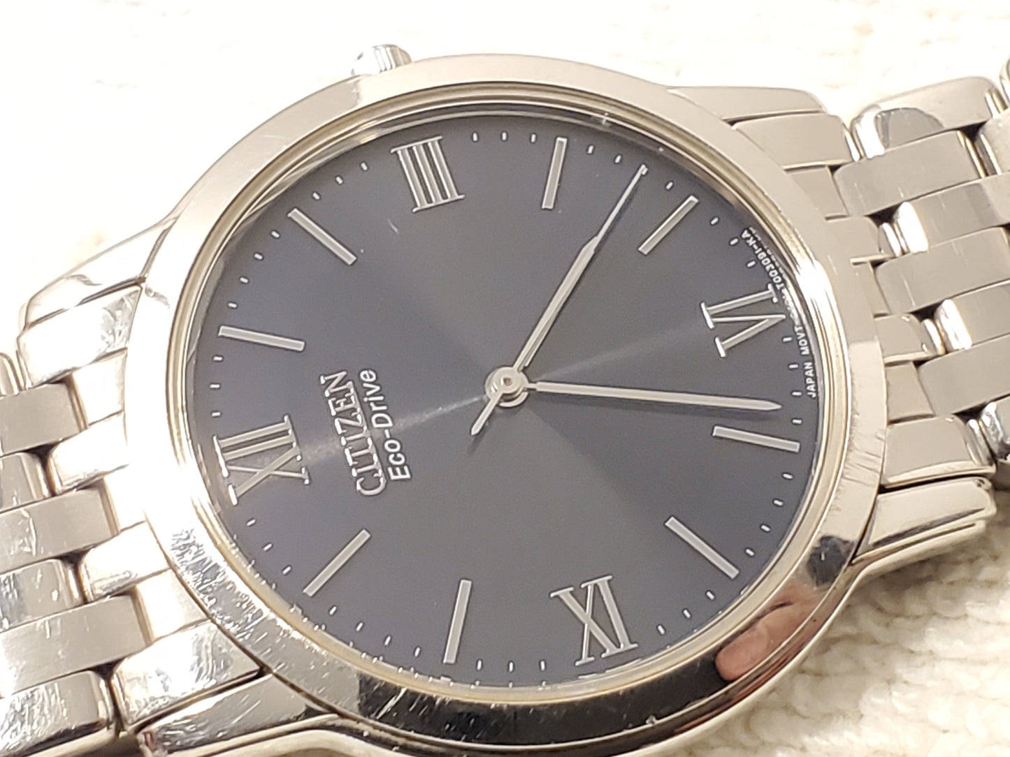 Vintage Citizen Eco Drive Stiletto Men's Watch 7 Jewels Black Dial Sapphire Crystal