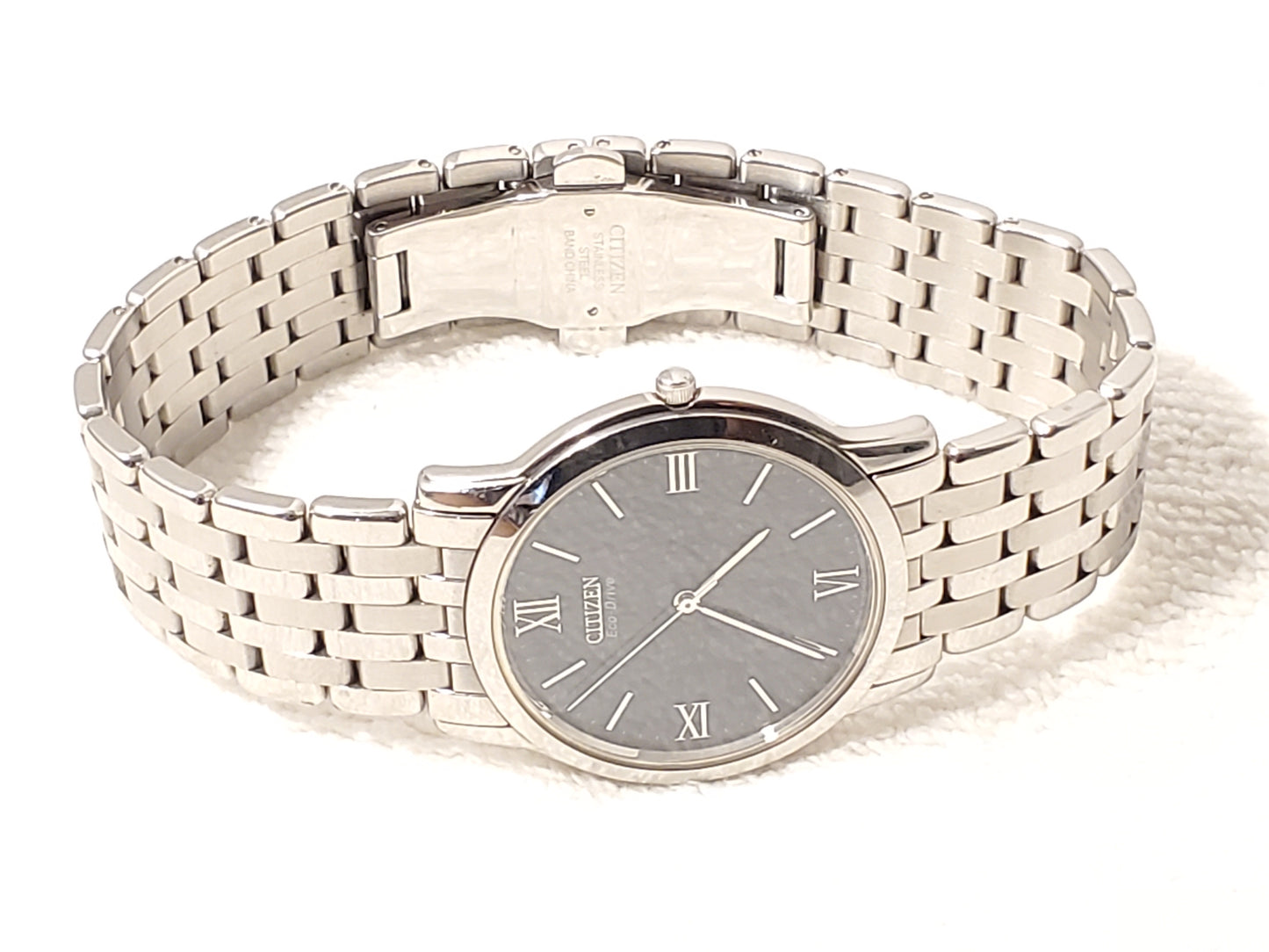 Vintage Citizen Eco Drive Stiletto Men's Watch 7 Jewels Black Dial Sapphire Crystal
