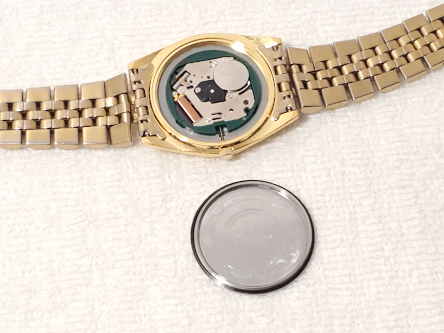 Vintage Seiko SQ Men's Presidential Day Date Gold Tone Watch One Jewel S Steel