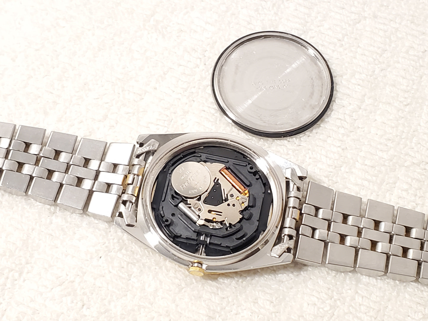 Vintage Seiko Men's Gold Tone Presidential Day Date Watch Silver Dial 1 Jewel SS