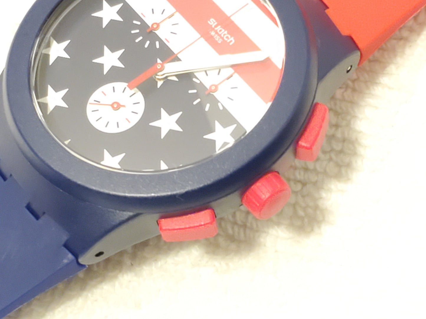 Swatch USA Olympic Men's Watch Stars Stripes Chronograph Four Jewels Swiss Made