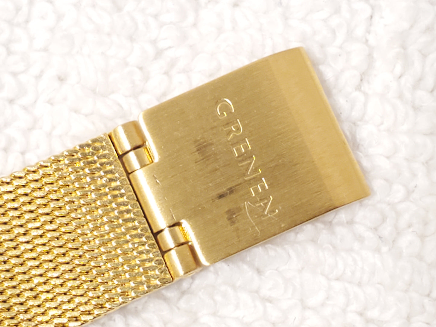 Gruen Denmark Women's Gold Tone Date Watch Mother Pearl Swarovski Crystals Dial