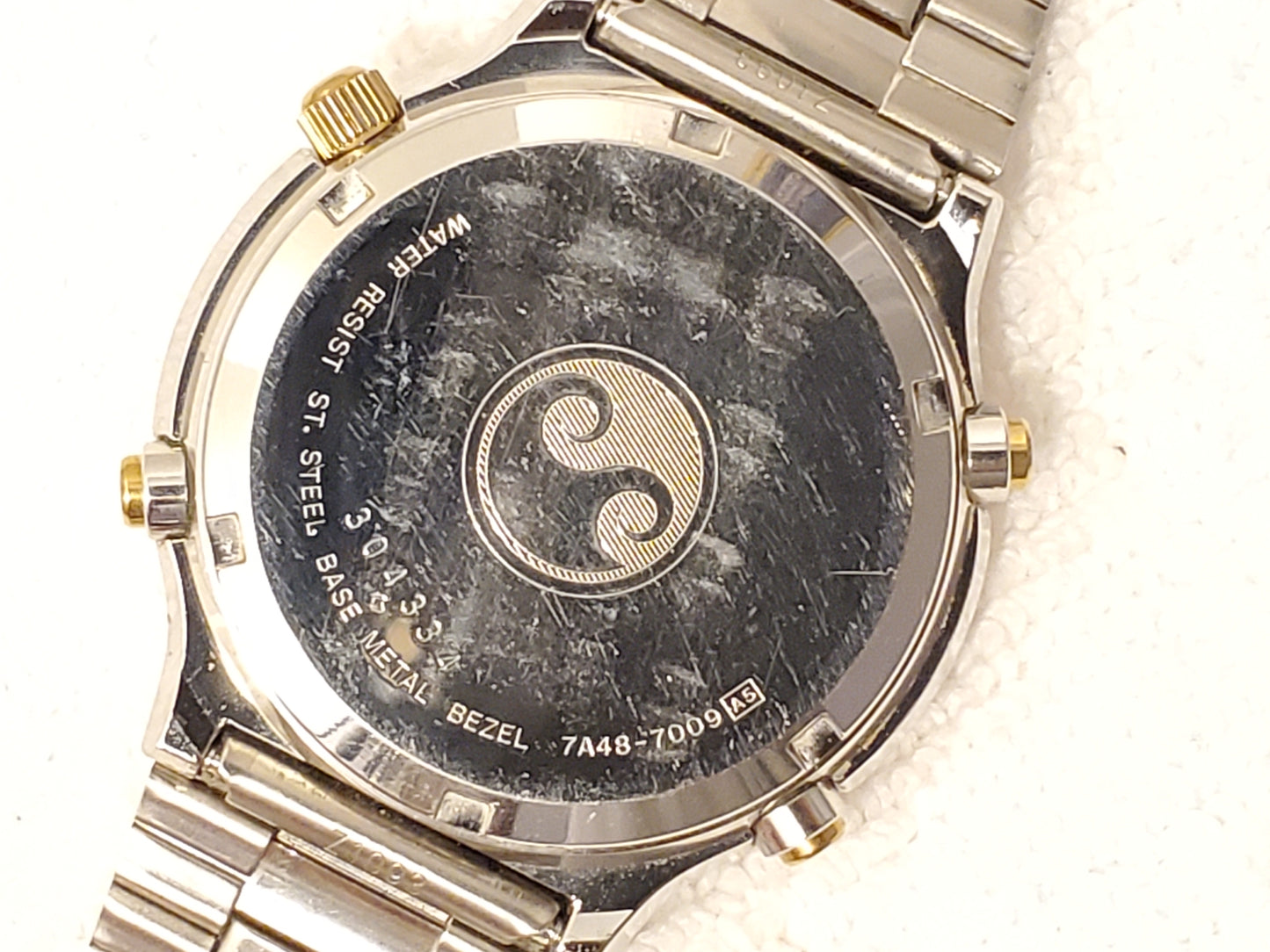 Vintage Seiko Mens Chronograph Date Moon Phase Watch 15 Jewels Gold Tone S Steel