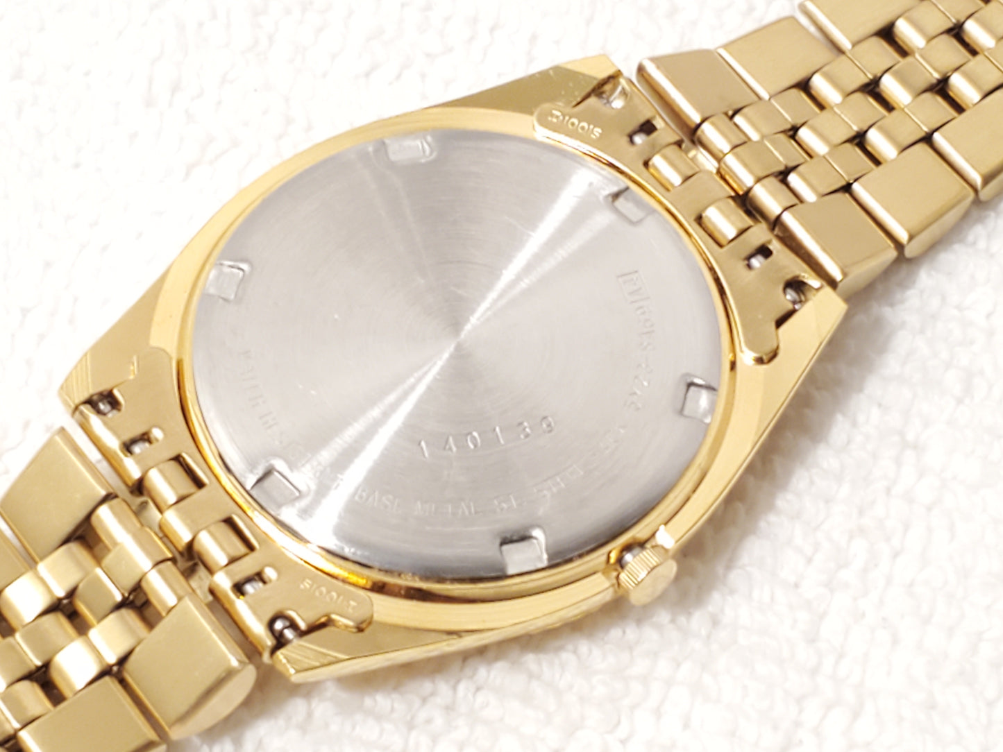 Vintage Seiko SQ Men's Presidential Day Date Gold Tone Watch One Jewel S Steel