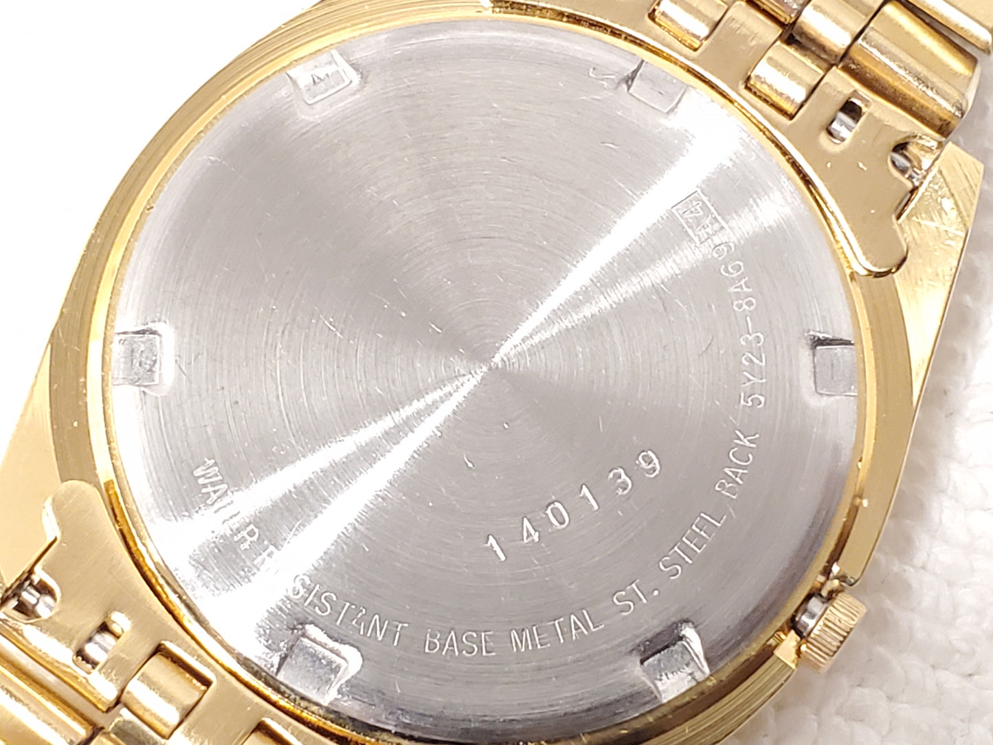 Vintage Seiko SQ Men's Presidential Day Date Gold Tone Watch One Jewel S Steel