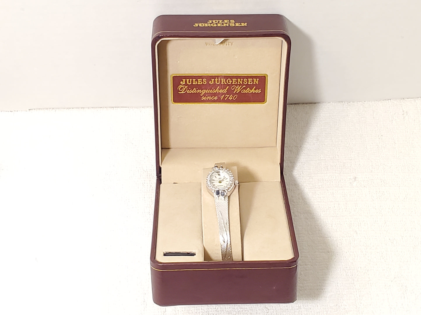 Vintage Jules Jurgensen Women's Silver Watch Diamonds Blue Sapphire 1 Jewel MOP