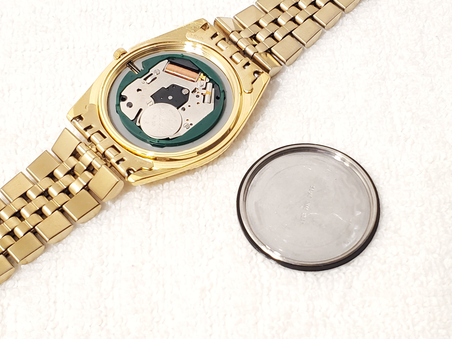 Vintage Seiko SQ Men's Presidential Day Date Gold Tone Watch One Jewel S Steel