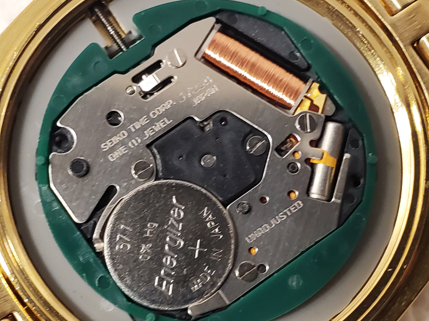 Vintage Seiko SQ Men's Presidential Day Date Gold Tone Watch One Jewel S Steel