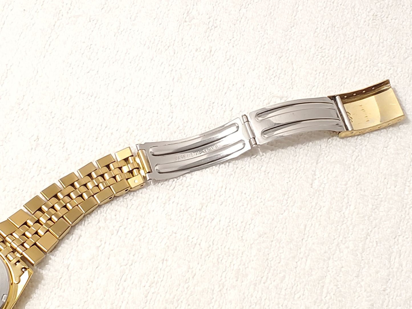 Vintage Seiko SQ Men's Presidential Day Date Gold Tone Watch One Jewel S Steel