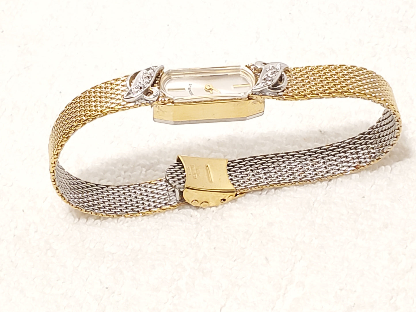 Vintage Benrus Swiss Gold Plated Diamonds Bezel Women's Wind Up Watch 17 Jewels