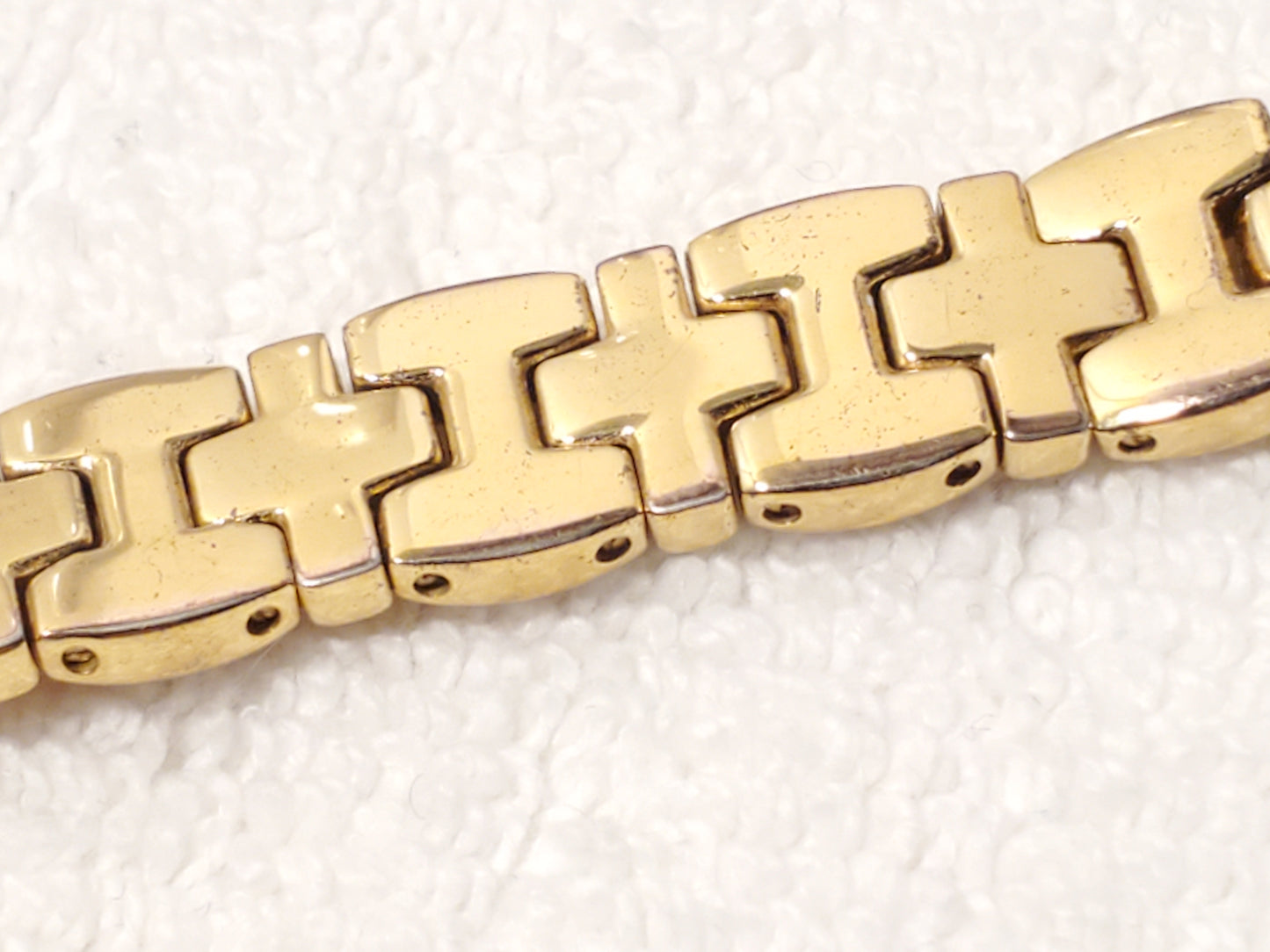 Vintage Jules Jurgensen Women's Gold Tone Amethyst Quartz Watch Link Bracelet SS