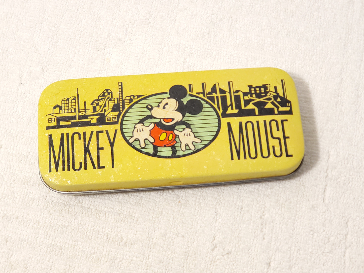 Vintage Disney Mickey Mouse Men's Gold Tone Watch One Jewel Brown Leather Strap