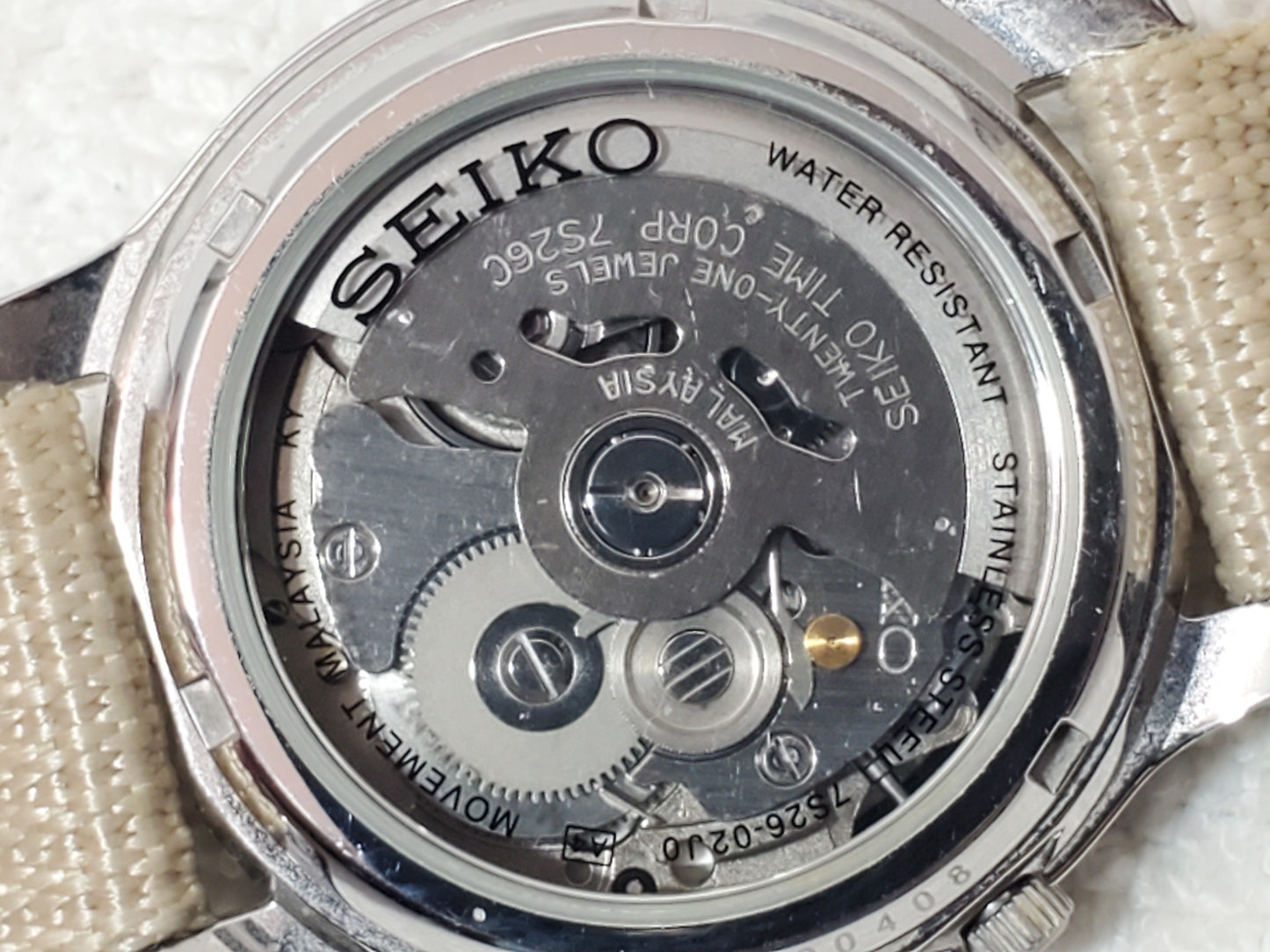 Seiko 5 Automatic Watch 21 Jewels Day Date Military Field SNK803 Vintage Beige