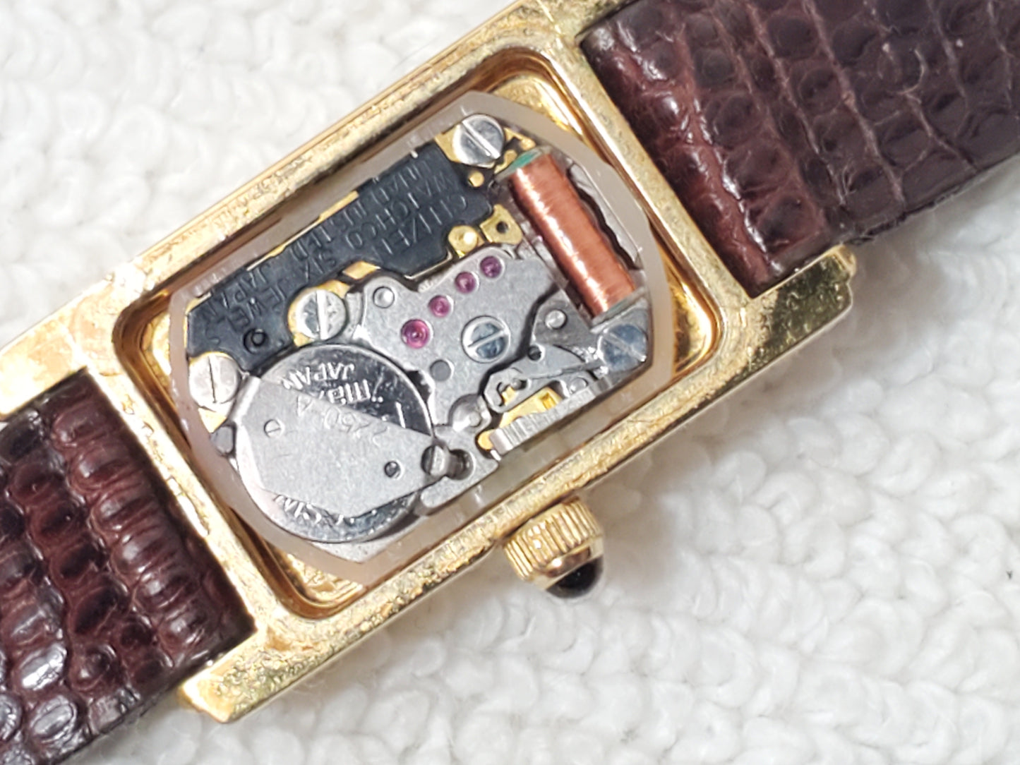 Vintage Citizen CQ Tank Women's Yellow Gold Plated Petite Watch Six Jewels