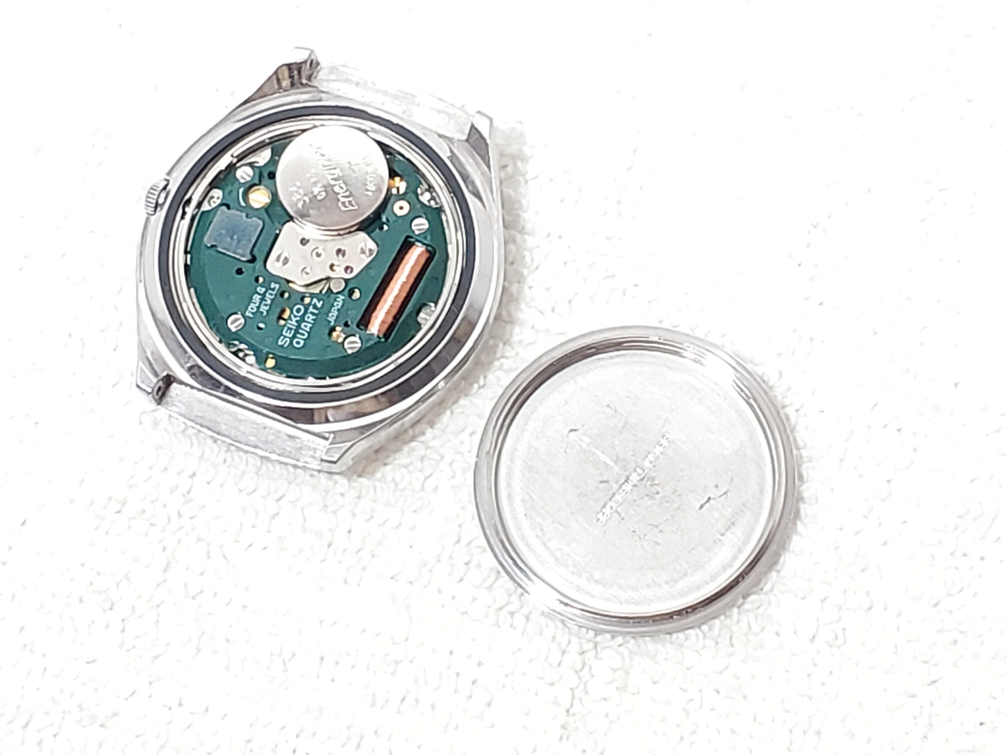 Seiko SQ Mens Vintage Day Date Quartz Watch Stainless Steel 4 Jewels Silver Dial