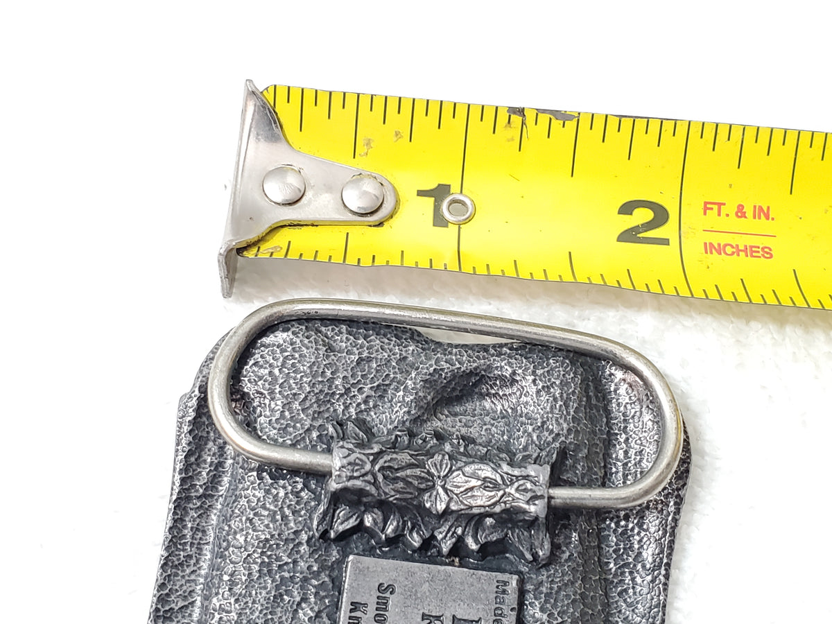 BUCK Four Generations of Knife Makers Vintage Pewter Belt Buckle Smoky Mountain