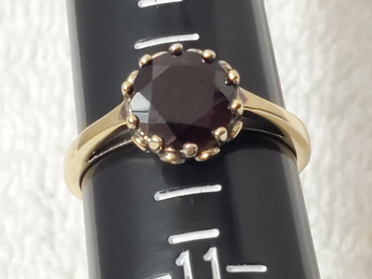 Vintage Gold Plated 925 Sterling Silver Garnet Stone Ring Made in Turkey