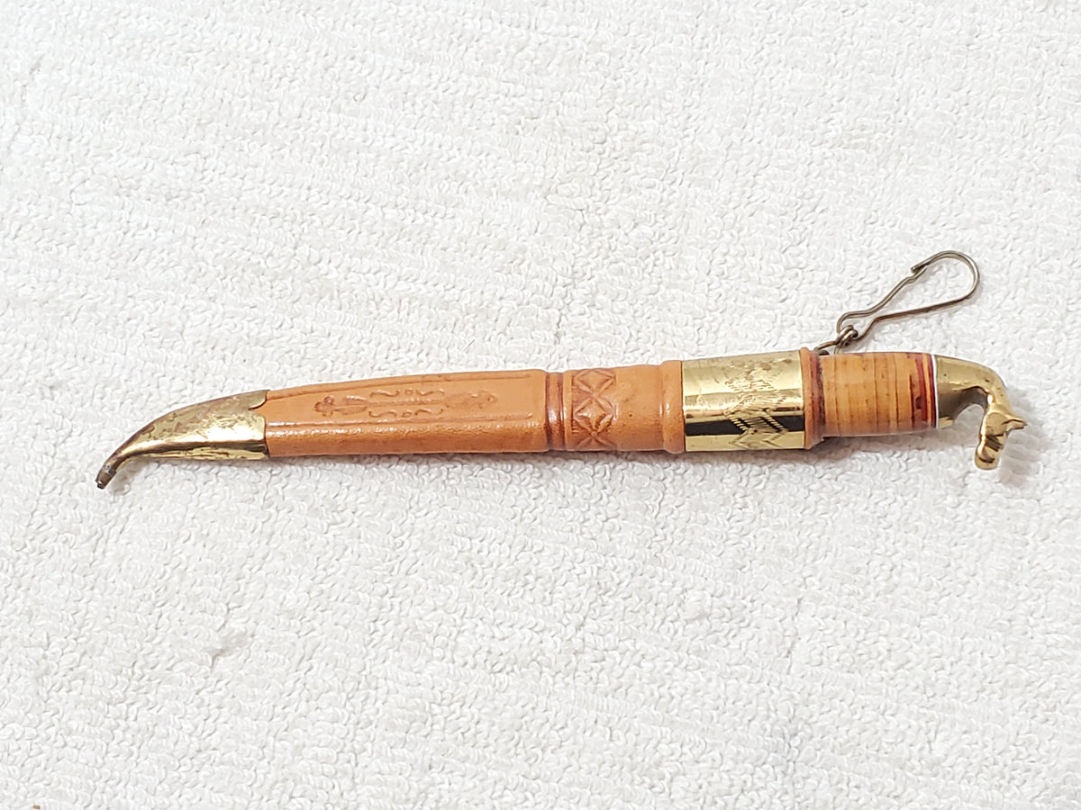 Vintage Finnish Kauhava Puukko Miniature Letter Opener Knife Horse Head Brass