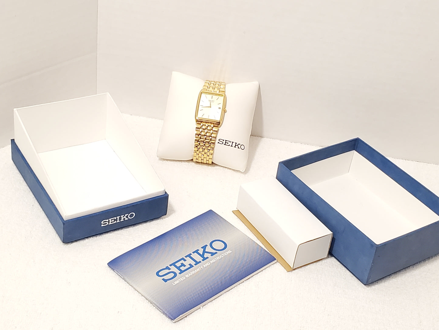 Vintage Seiko Men's Tank Gold Tone Quartz Watch Stainless Steel One Jewel