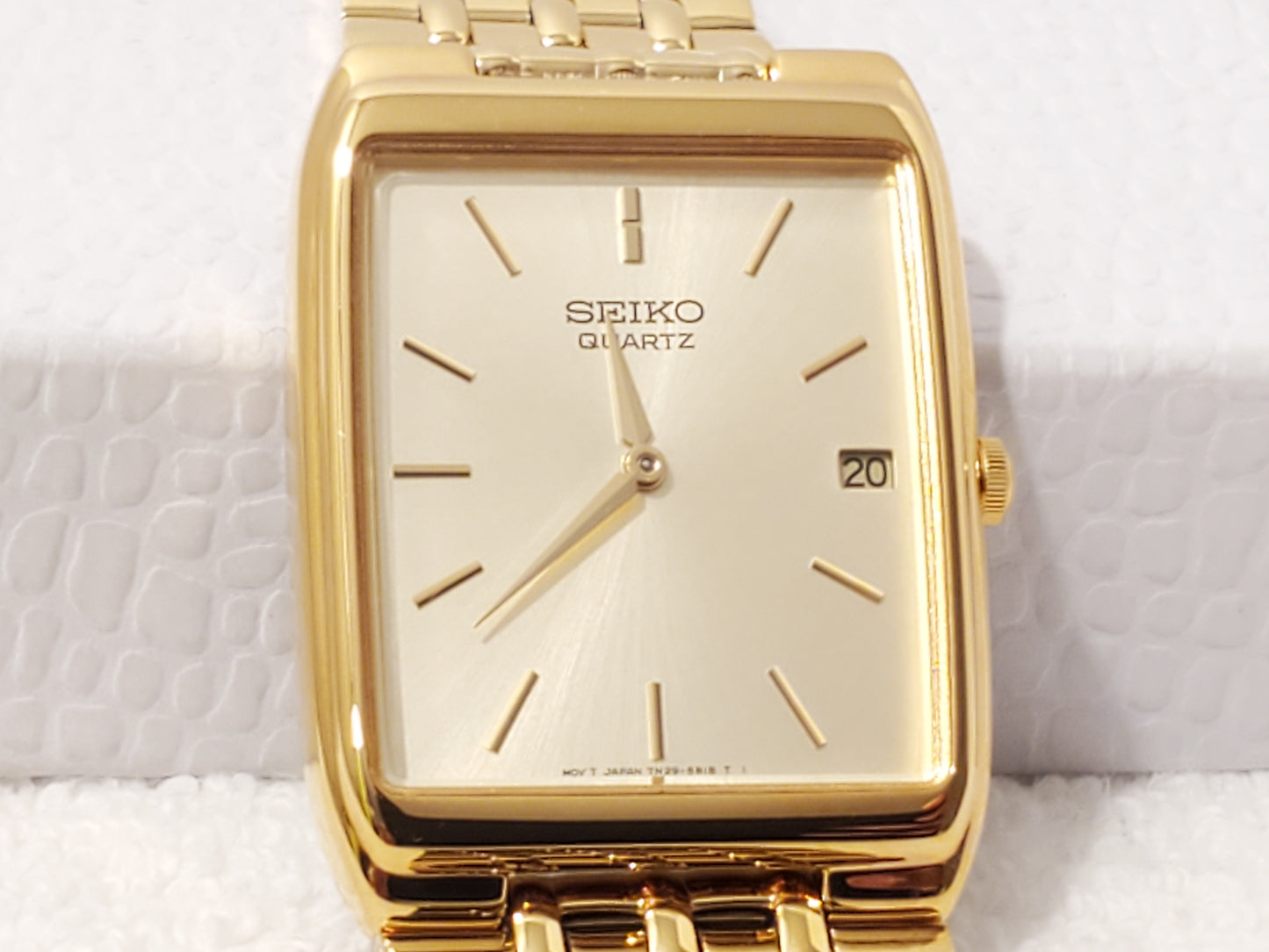 Vintage Seiko Men's Tank Gold Tone Quartz Watch Stainless Steel One Jewel