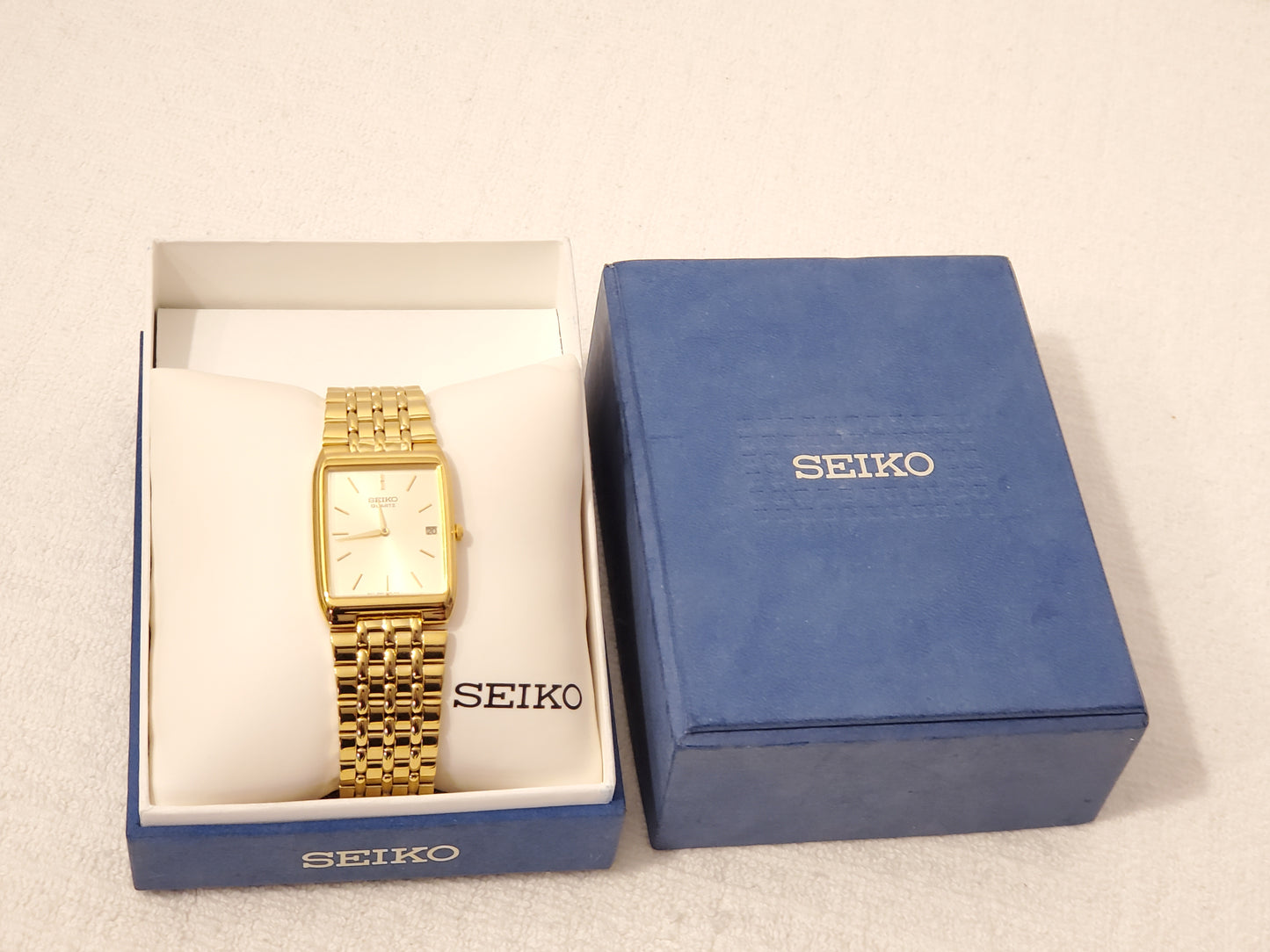 Vintage Seiko Men's Tank Gold Tone Quartz Watch Stainless Steel One Jewel