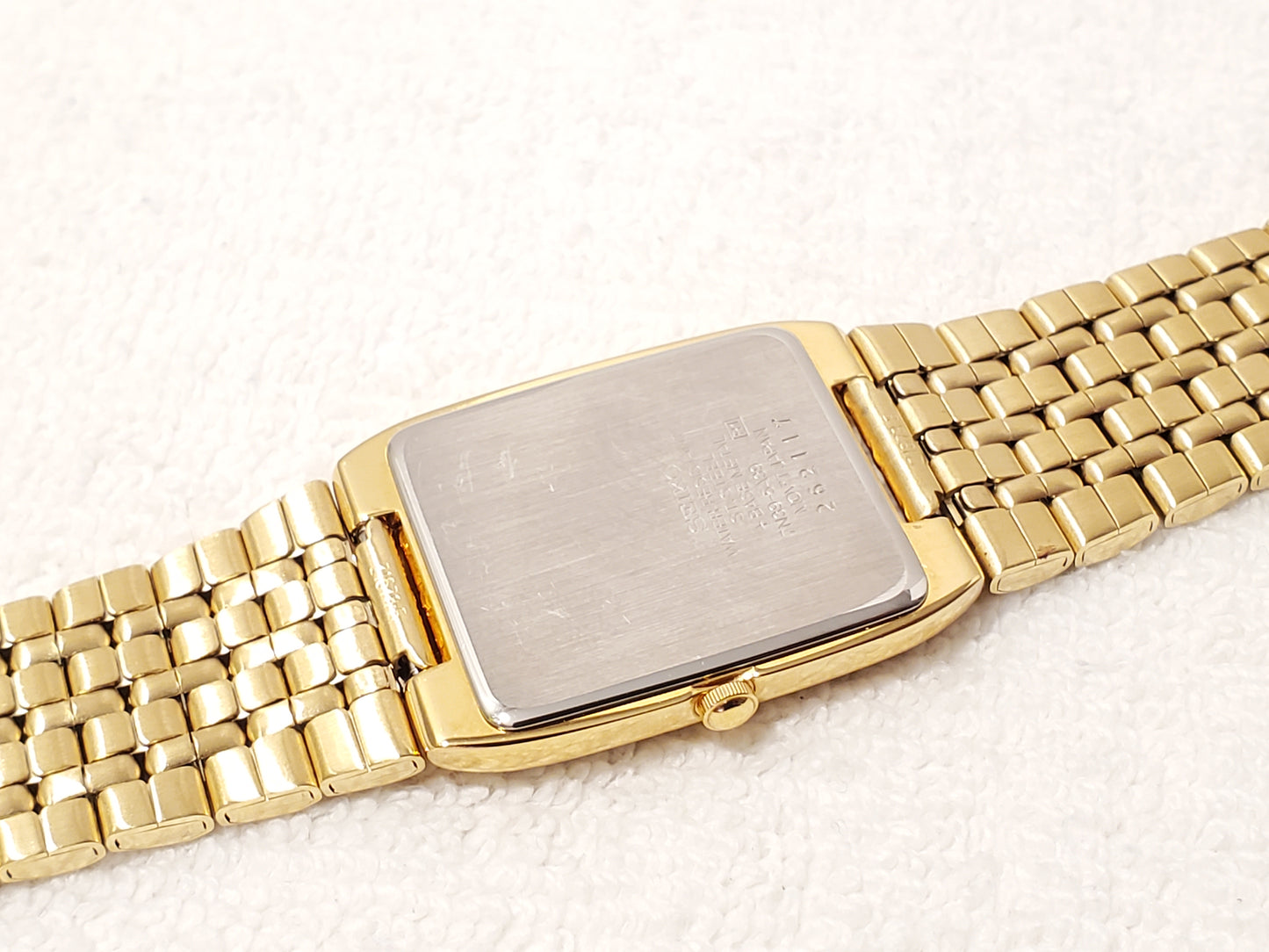 Vintage Seiko Men's Tank Gold Tone Quartz Watch Stainless Steel One Jewel