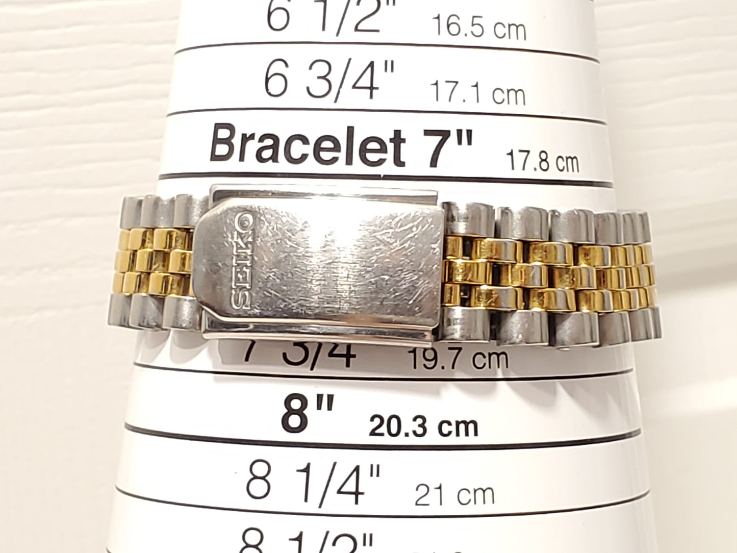Vintage Seiko Men's Day Date Quartz Watch Stainless Steel Gold Tone One Jewel
