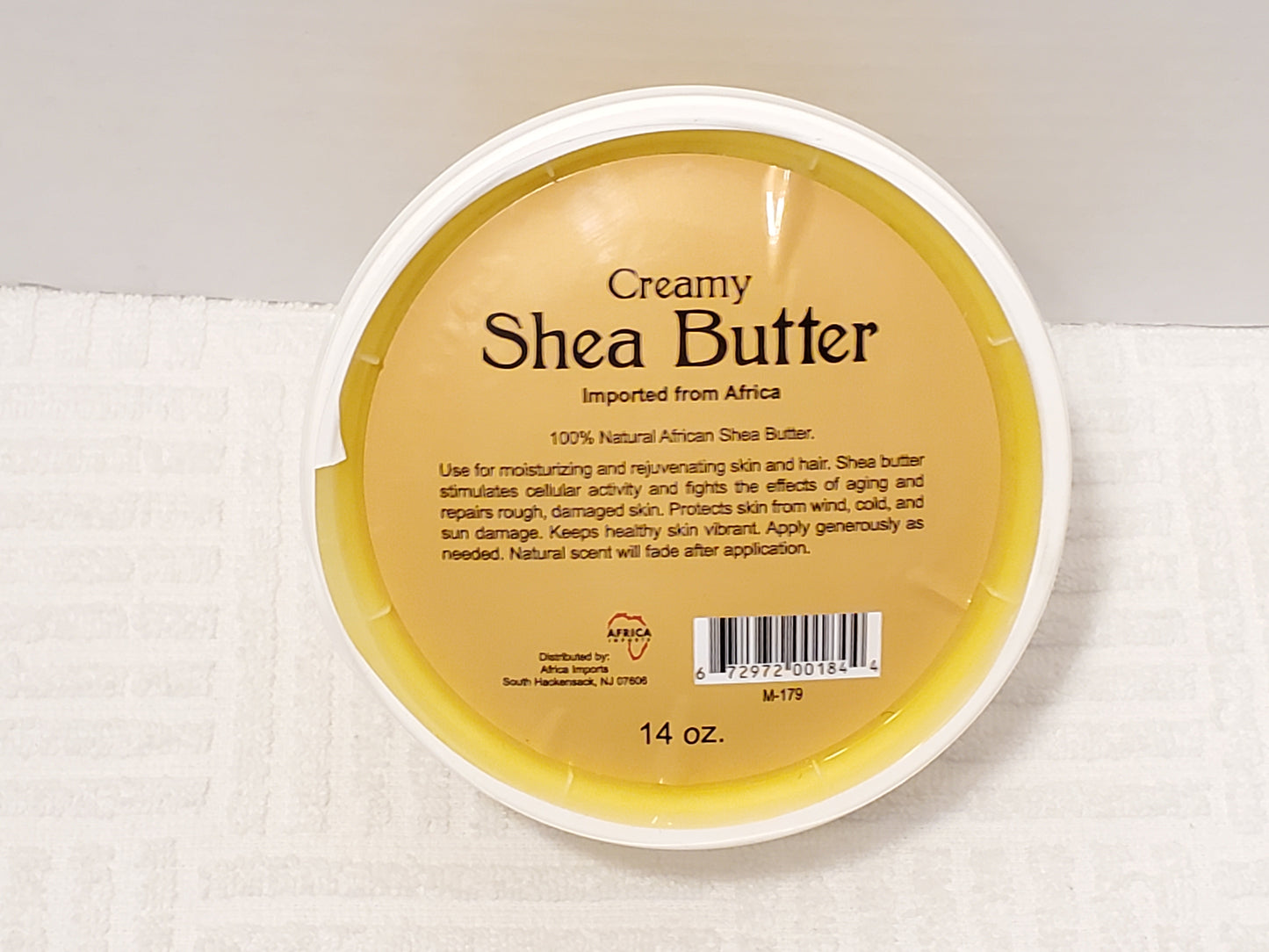 Creamy African 100% Pure Unrefined Shea Butter Yellow 14 oz Plastic Container