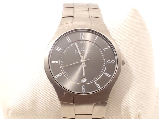 Skagen Denmark Grenen Men's Grey Titanium Date Quartz Watch Black Dial 801XLTXM