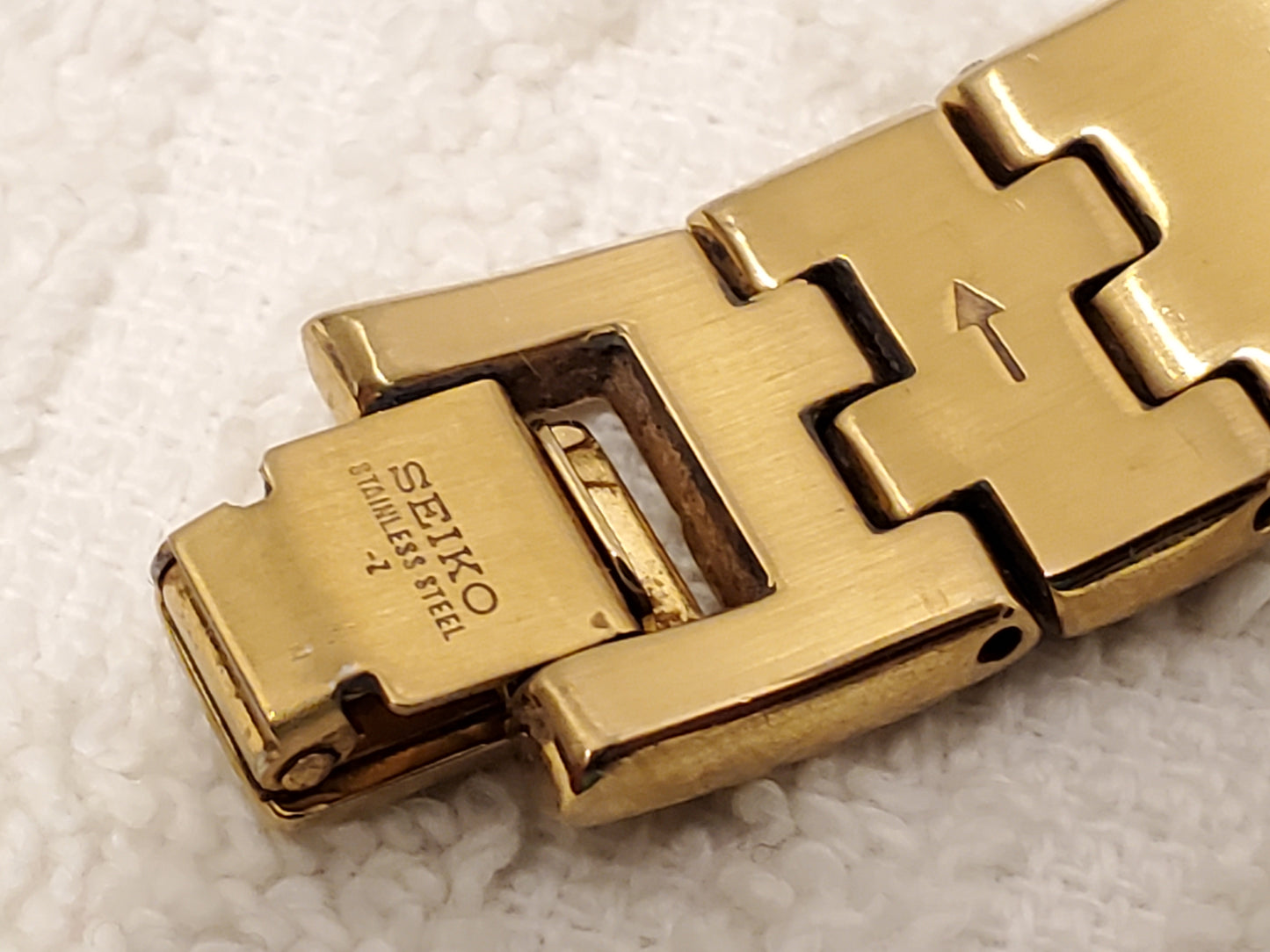 Vintage Seiko Tank Women's Gold Tone Quartz Watch White Dial Stainless Steel