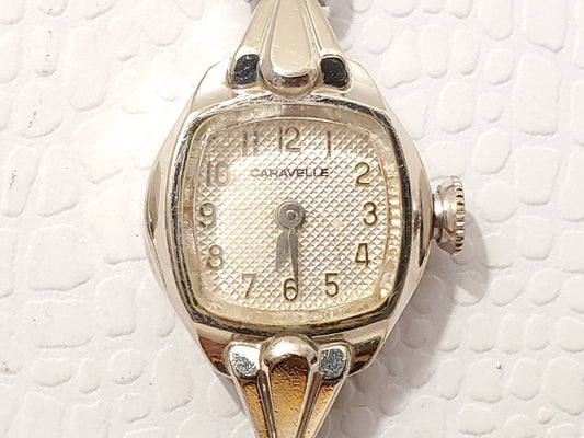 Vintage Caravelle Swiss Made Women's Wind Up Watch Seventeen Jewels Silver Tone