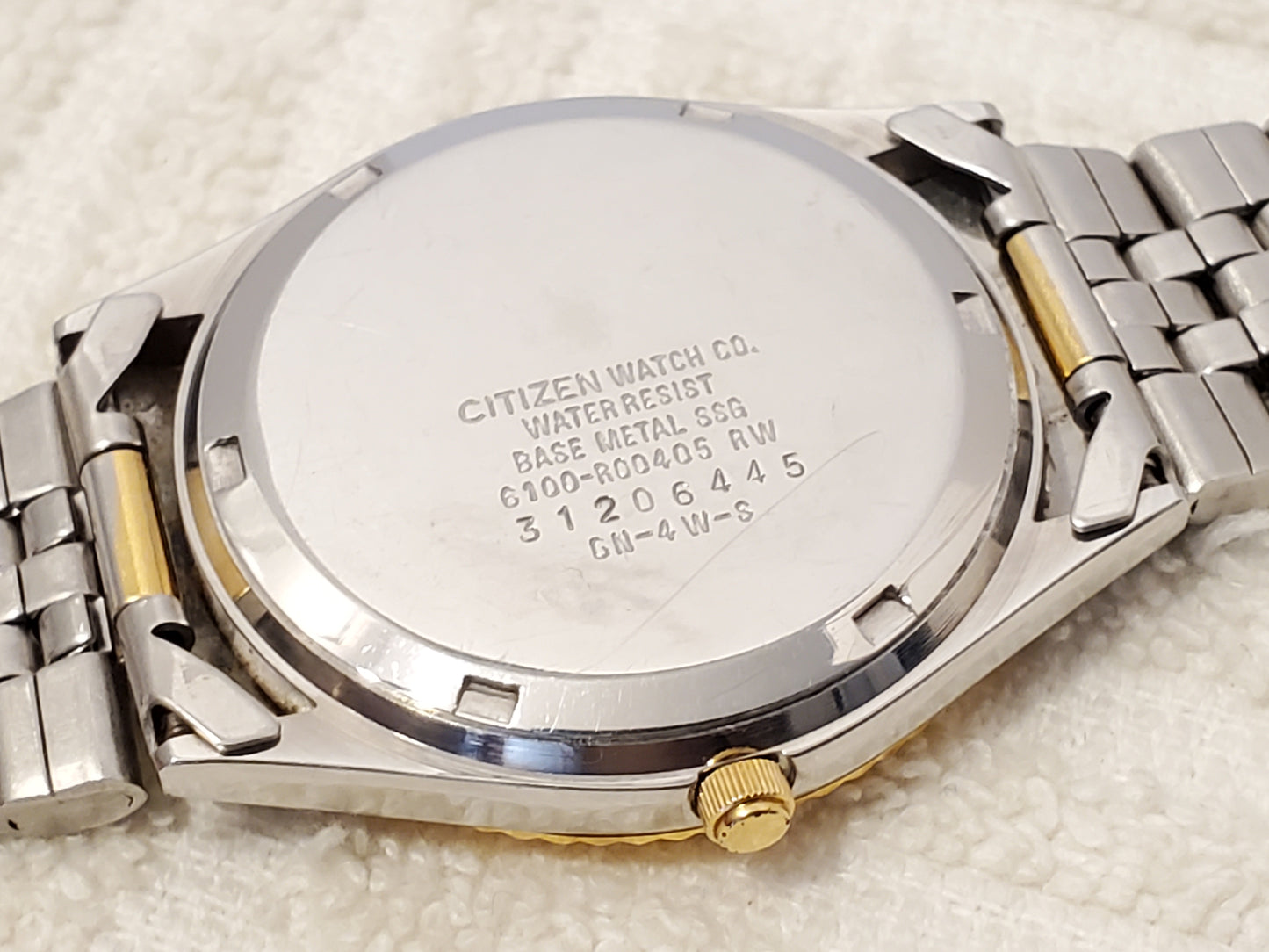 Vintage Citizen CQ Men's Quartz Watch Day Date Fluted Bezel Jubilee Bracelet