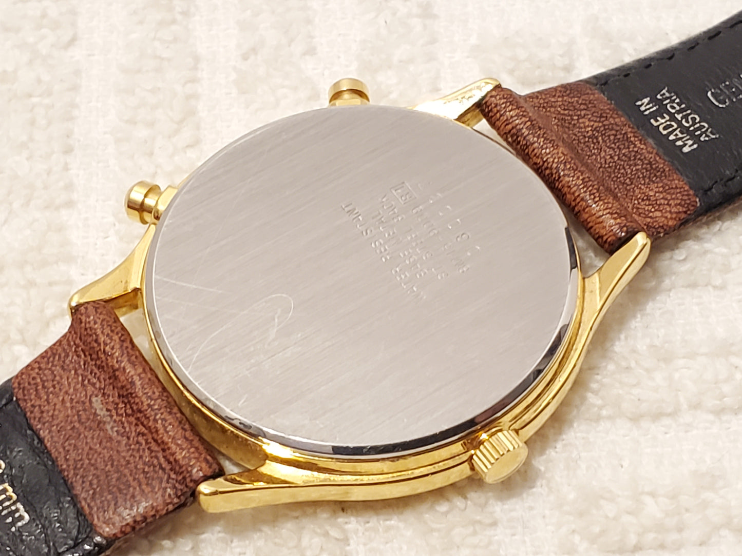 Vintage Seiko Men's Gold Tone Quartz Watch Day Date Alarm Dual Time