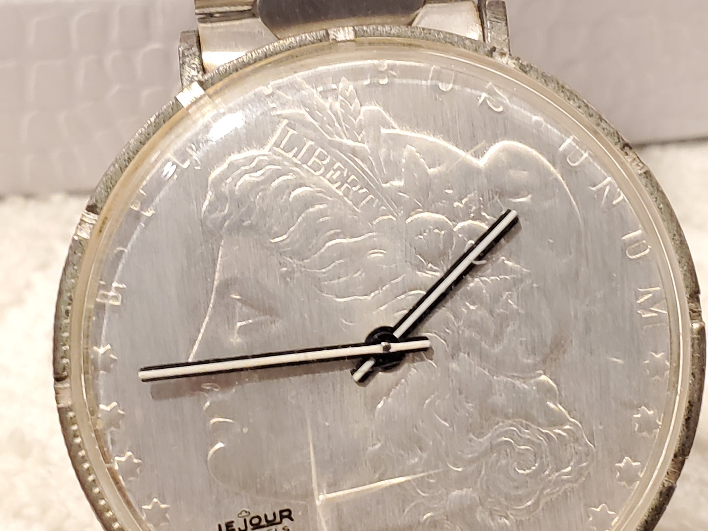 Vintage Le Jour 1891 Genuine Silver Dollar Coin Watch Seventeen Jewels Stainless Steel
