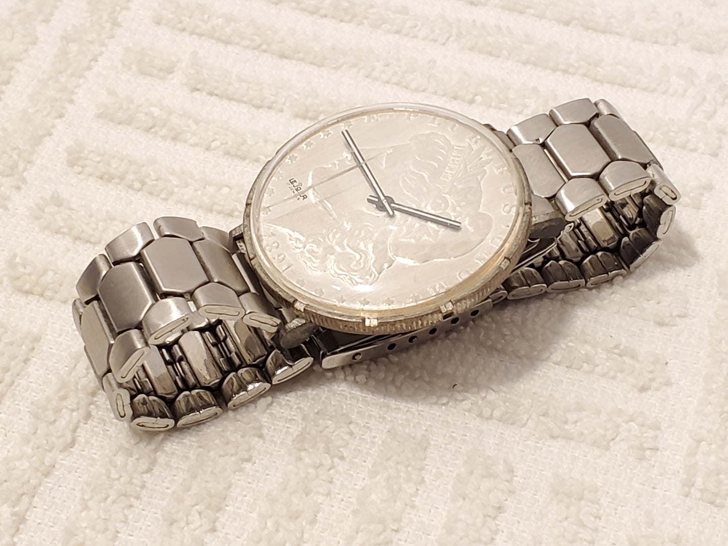 Vintage Le Jour 1891 Genuine Silver Dollar Coin Watch Seventeen Jewels Stainless Steel