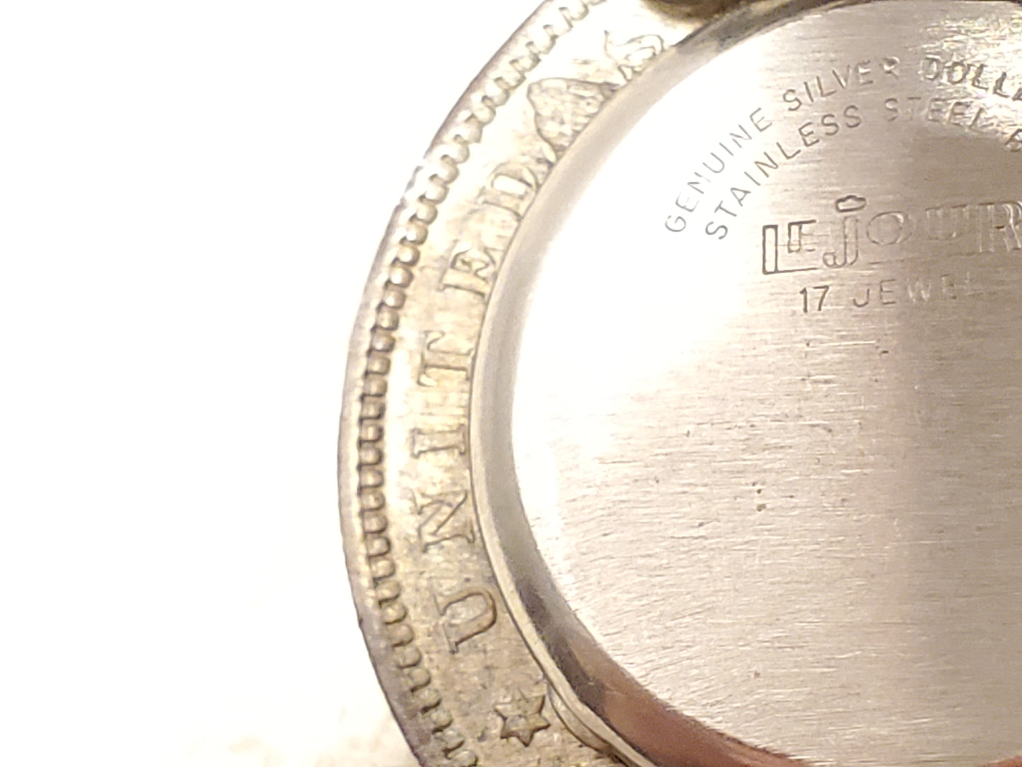 Vintage Le Jour 1891 Genuine Silver Dollar Coin Watch Seventeen Jewels Stainless Steel